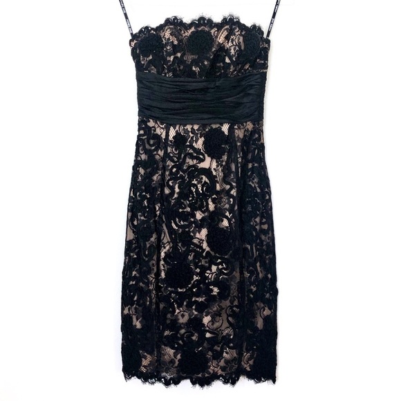 BETSEY JOHNSON Vintage Lace Bodycon Dress w/ Bow Tie Belt - Picture 2 of 9